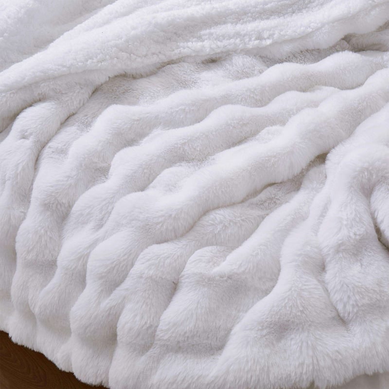 Dual-Side Fluffy Sherpa Comforter Set, Winter Plush Fuzzy Bedding Set