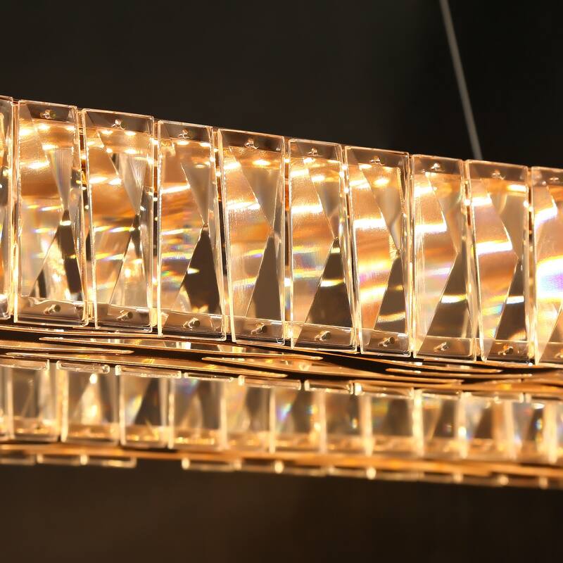 Modern Glam LED Crystal Chandelier Rose Gold Island Light for Dining Room - D37" x H64" Max