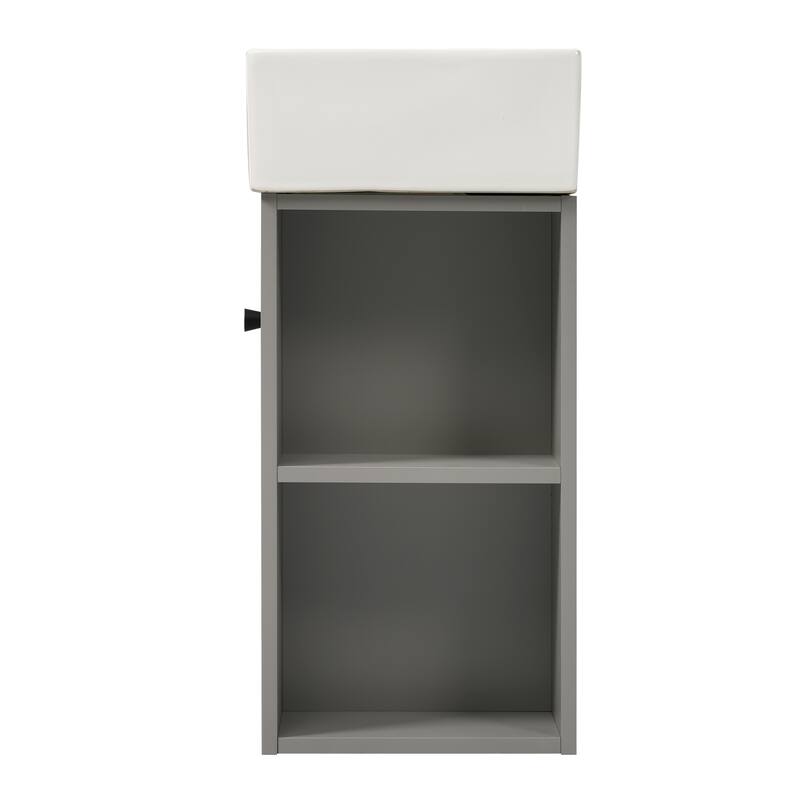 21.6 inch Modern Floating Bathroom Vanity with Ceramic Basin - Perfect for Small Bathrooms, Right Side Storage