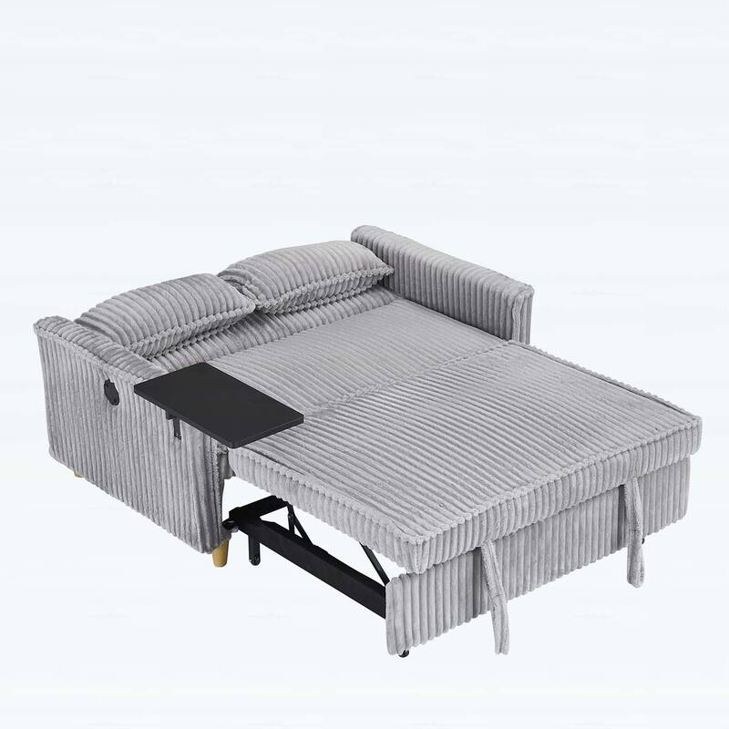 Pull-Out and Push-In Sofa with Movable Tabletop and USB Ports, Ideal for Living Rooms and Bedrooms