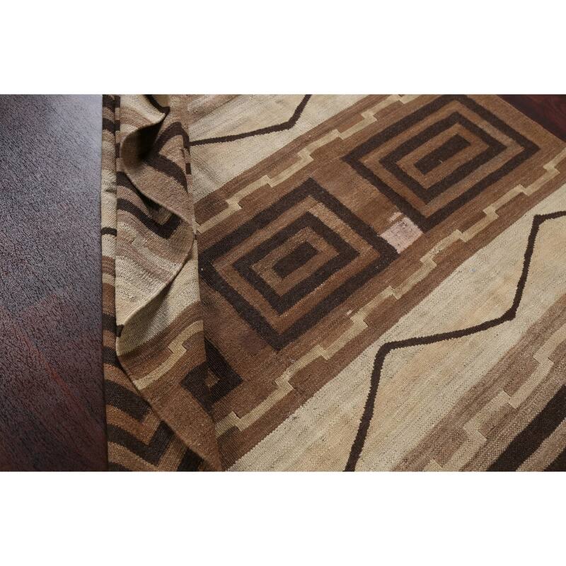 Kilim Natural Dye Geometric Tribal Oriental Area Rug Wool Flat-woven - 5'4" x 9'11"