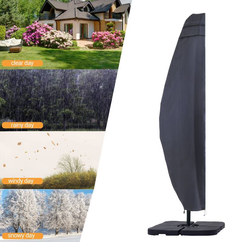 LIVOOSUN Patio Offset Umbrella Covers 600D Waterproof, Fits 8ft-11ft