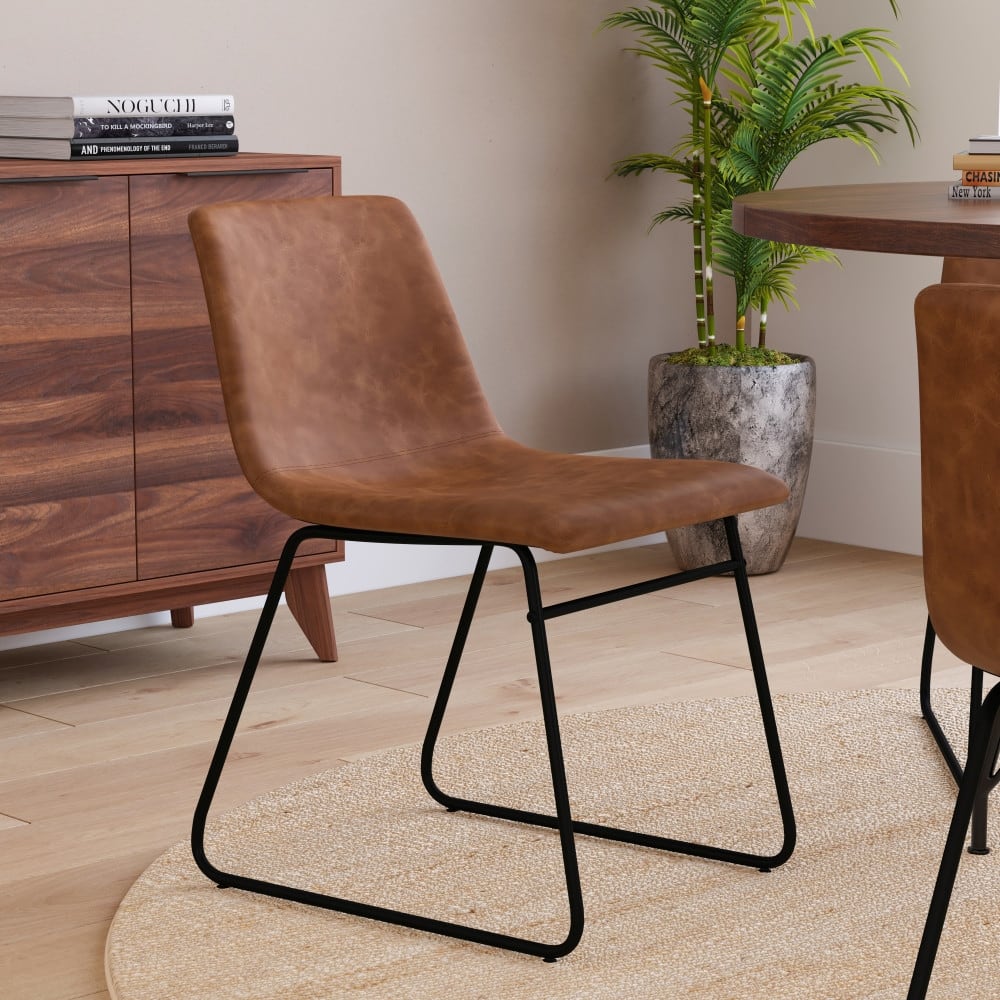 18 Inch Indoor Dining Table Chairs, LeatherSoft Upholstery-Set of 2