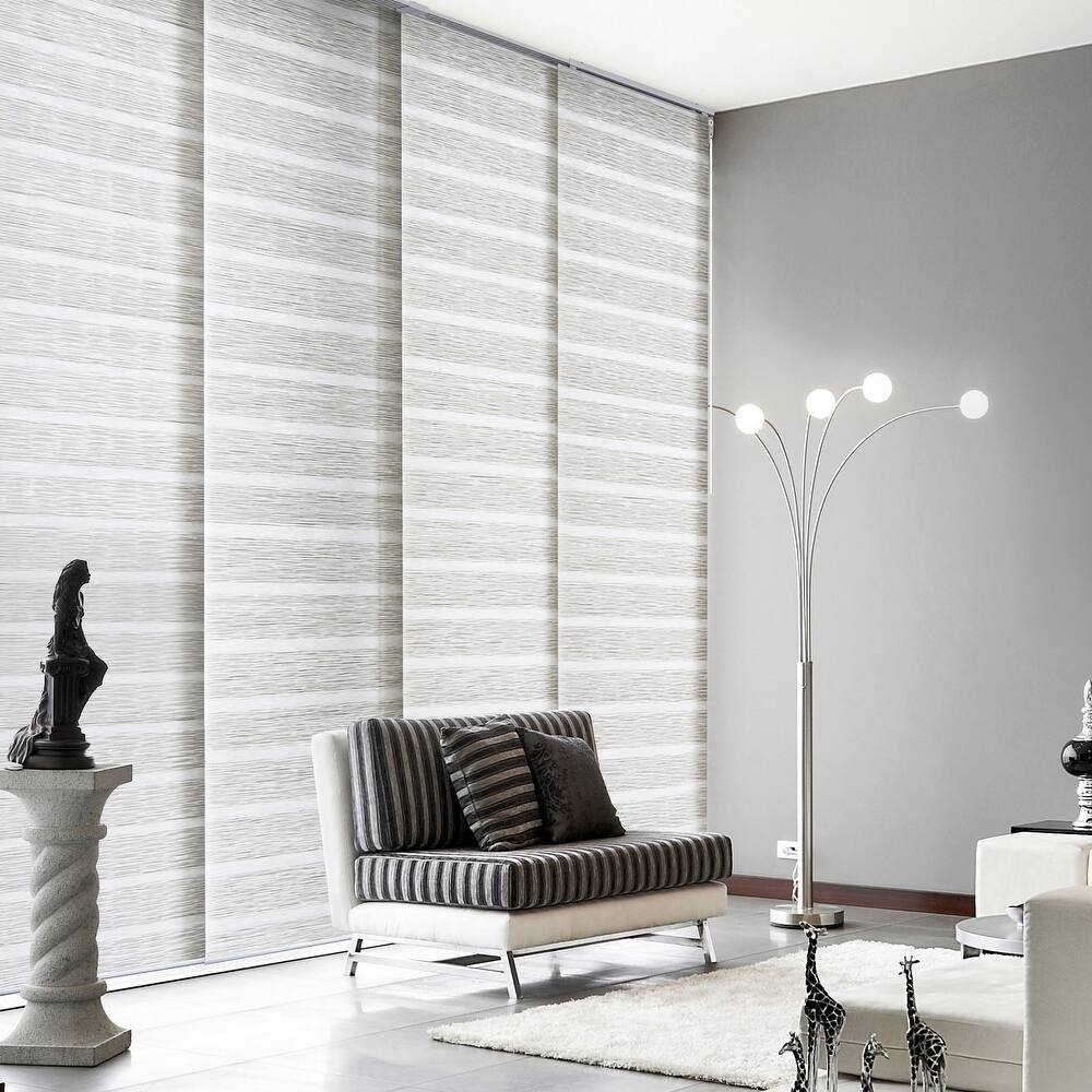 GoDear Design 99.99% Blackout & Sheer Natural Woven Adjustable Sliding Panel Track Blinds, Vertical Blinds, 45.8"- 86" W x 96" L