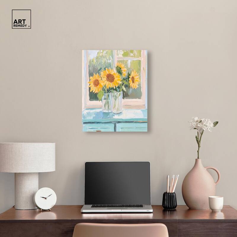 Sunflower Quartet Canvas by Art Remedy, Gallery Wrapped