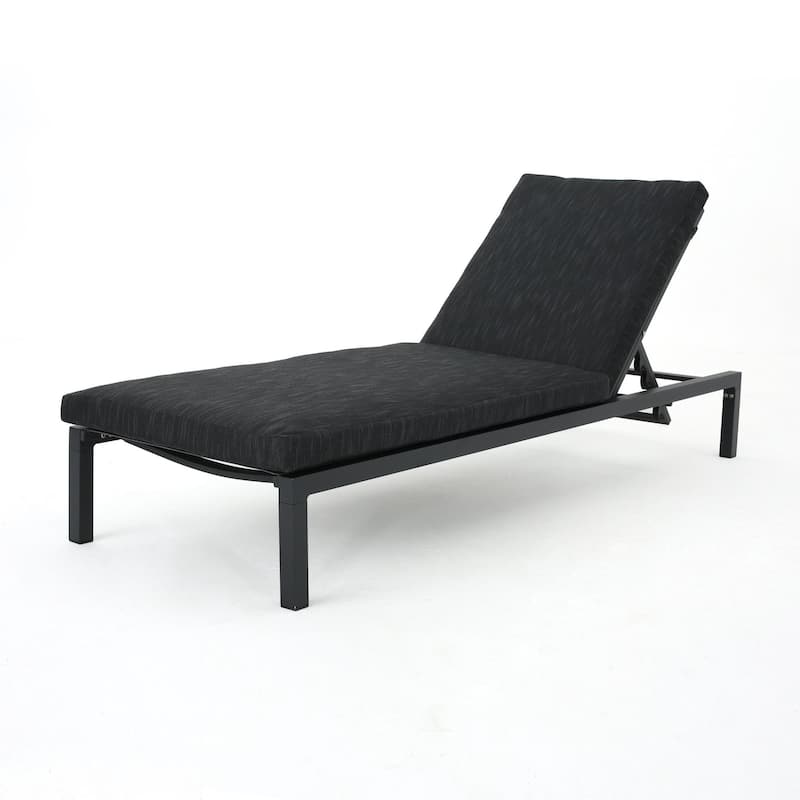 Outdoor aluminum frame chaise lounge with polyester cushions - Black