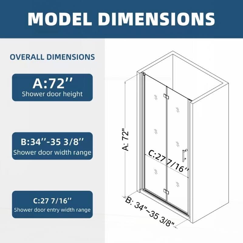 Versatile Universal Pivot Shower Door with Advanced Tempered Glass Finish