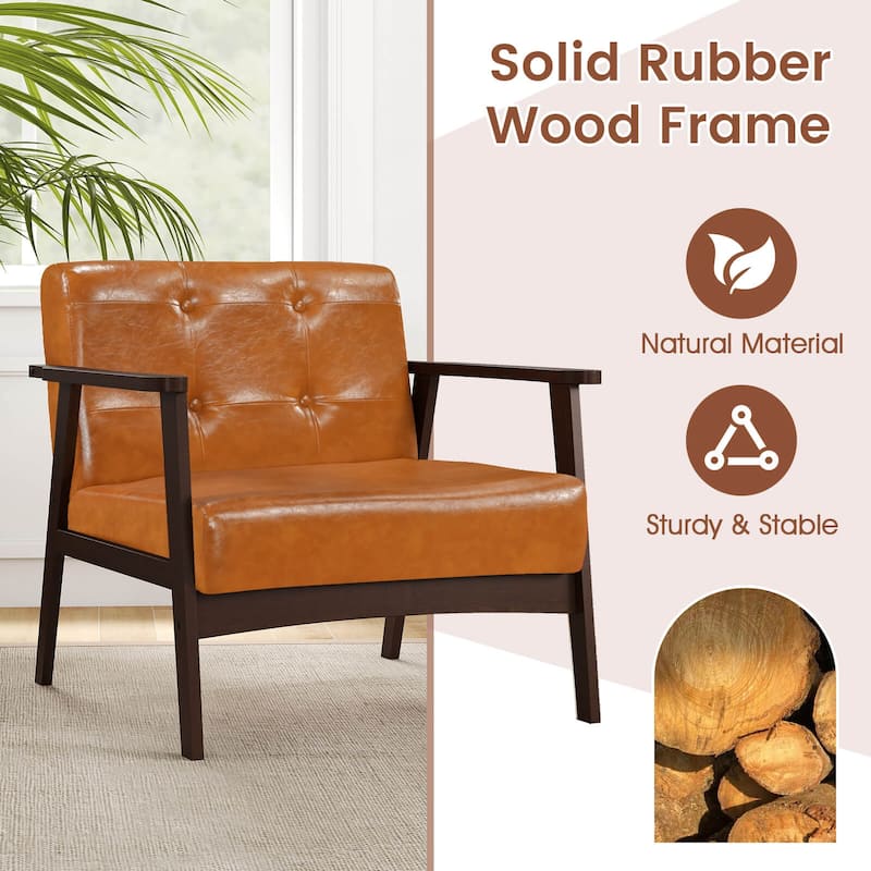 Costway 2PCS Accent Chair Button Tufted Mid-century Modern Lounge - See Details