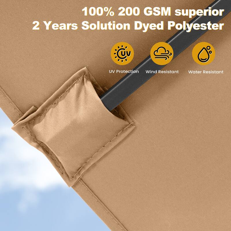 11PC Outdoor Patio Dining Set WoodLike Aluminum Umbrella Hole Table with Stackable Armchairs,Double Top Market Umbrella and Base