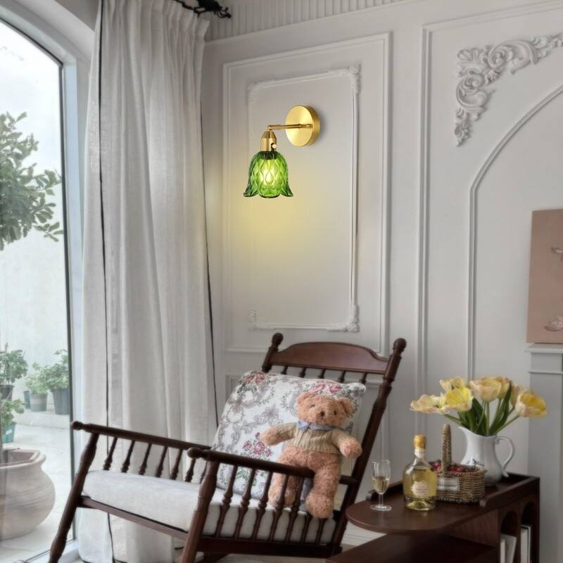 E26 Socket light bulb tulip green wall sconce glass wall lights