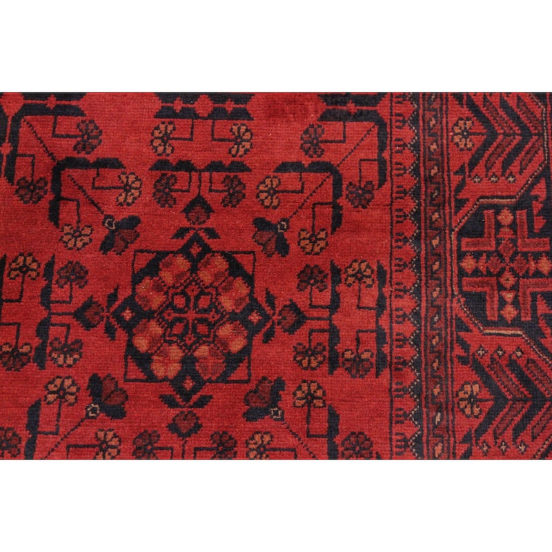 Rustic Biljik Khal Mohammadi Joy Red/Black Rug - 4'2'' x 6'4''