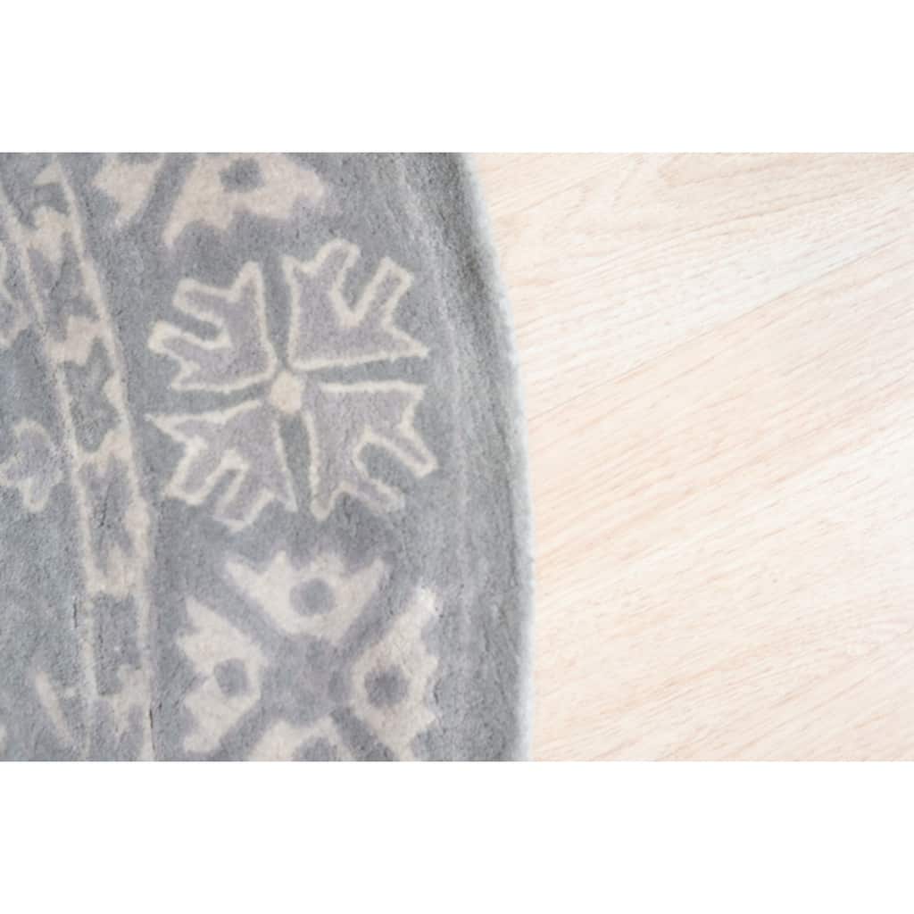 Gray Hand-Tufted Wool Traditional Overdyed Round Rug 6' - Monochrome Fresh Modern Look Easy Fit Decor - N/A