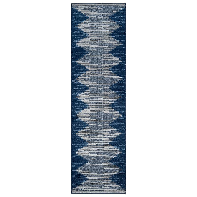 World Rug Gallery Indoor/Outdoor High-Low Textured Area Rug, Geometric Easy-Clean Patio Rug