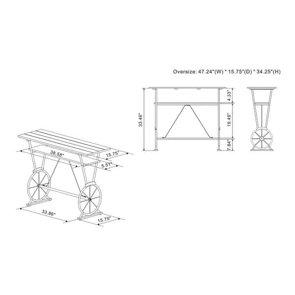 Furniture of America Lodz Rustic Metal 47-inch Open Shelf Bar Table