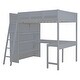 preview thumbnail 22 of 33, Full Size Solid Wood Loft Bed with Desk and Shelf for Kids