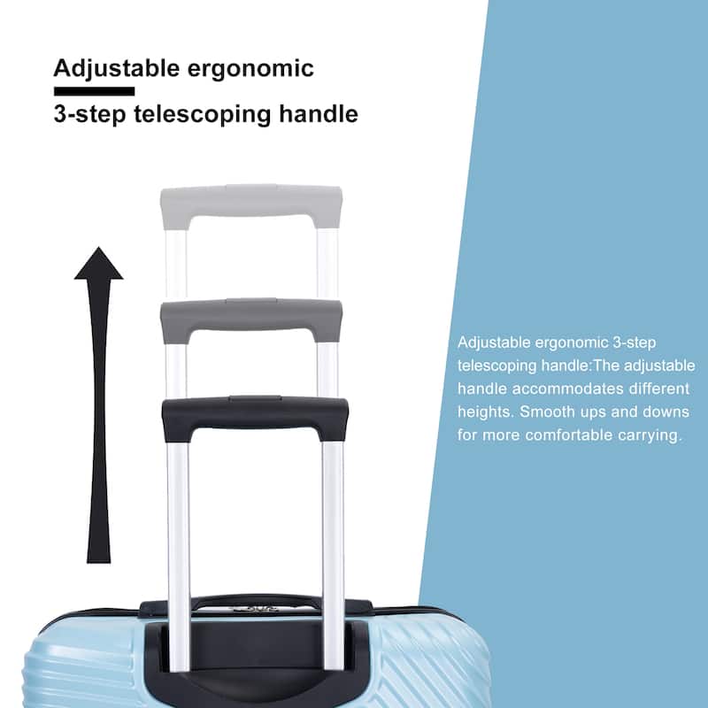 3 Piece Luggage Sets PC+ABS Lightweight Suitcase with Two Hooks, Spinner Wheels, (20/24/28)