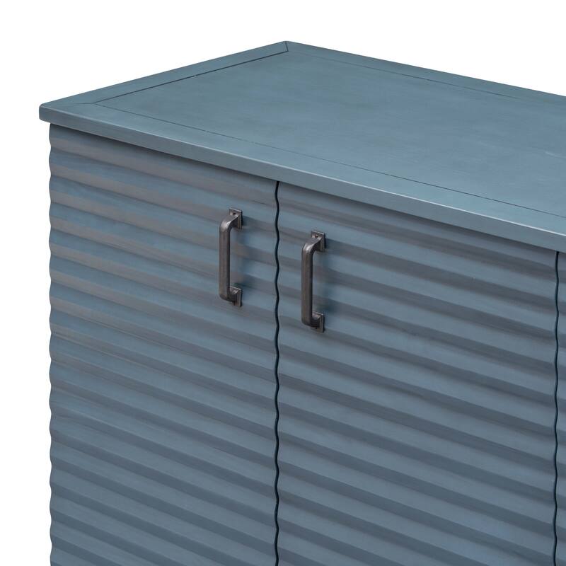 Retro 4-Door Sideboard Buffet Cabinet with Adjustable Shelves and Metal Handles for Dining or Living Room Storage