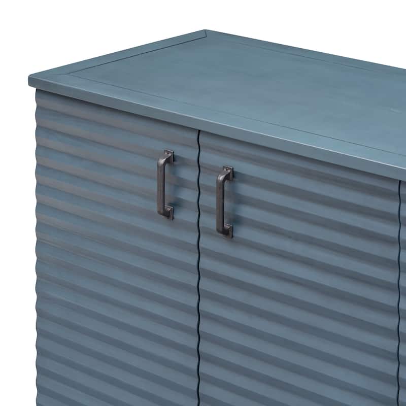 Sideboard with 4 Door Large Storage Buffet with Adjustable Shelves and Metal Handles for Kitchen
