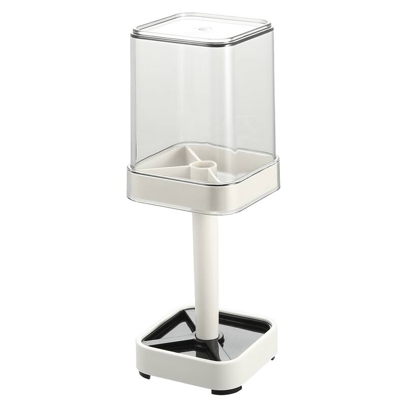 1Pc Toothbrush Holder Stand with Cover with 3 Slots ABS White 8.86"x2.87"