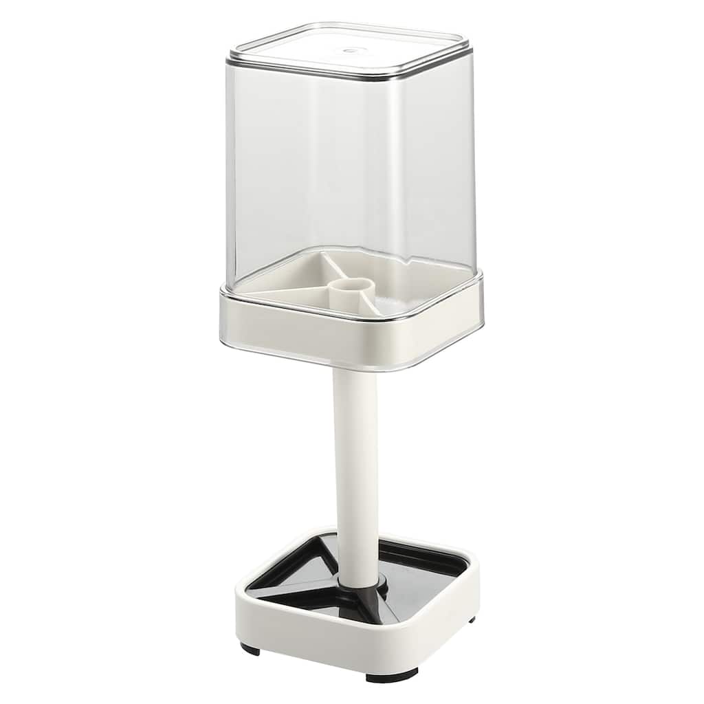 1Pc Toothbrush Holder Stand with Cover with 3 Slots ABS White 8.86"x2.87"