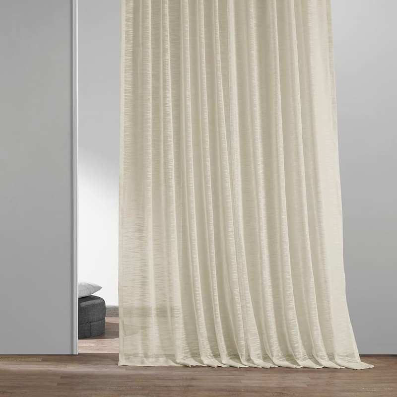Exclusive Fabrics Open Weave Cream Linen Blend Sheer Curtains (1 Panel)