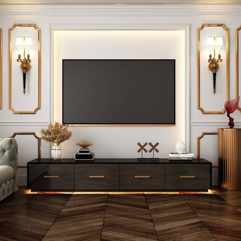 70.9" Wall-Mounted Media Console Chic Storage Solution Home Theaters