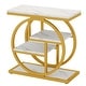 preview thumbnail 16 of 46, Industrial 4-tier Wood Narrow Side End Table with Storage Shelves