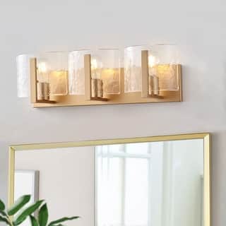 Modern Gold 3-Light Bathroom Vanity Light With Bent Glass Pieces Design