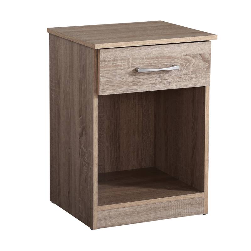1-Drawer Nightstand with Open Shelf - 24" - Light Brown