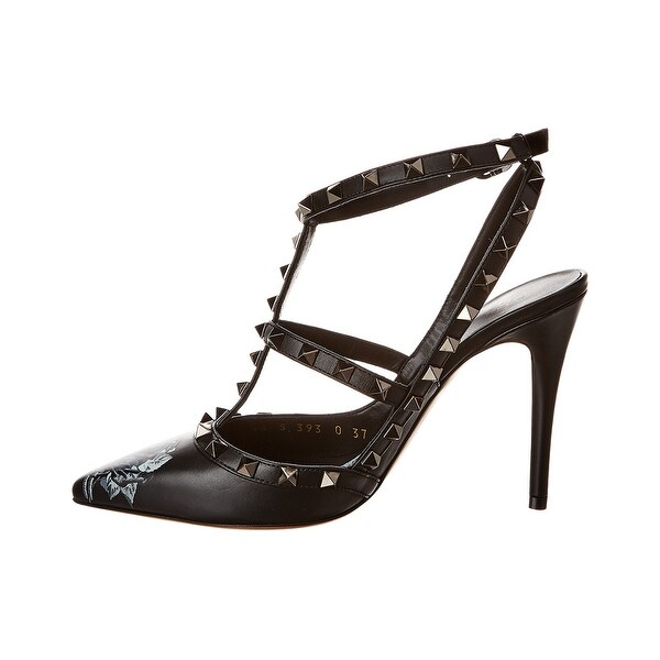 valentino rockstud caged 100 leather ankle strap pump