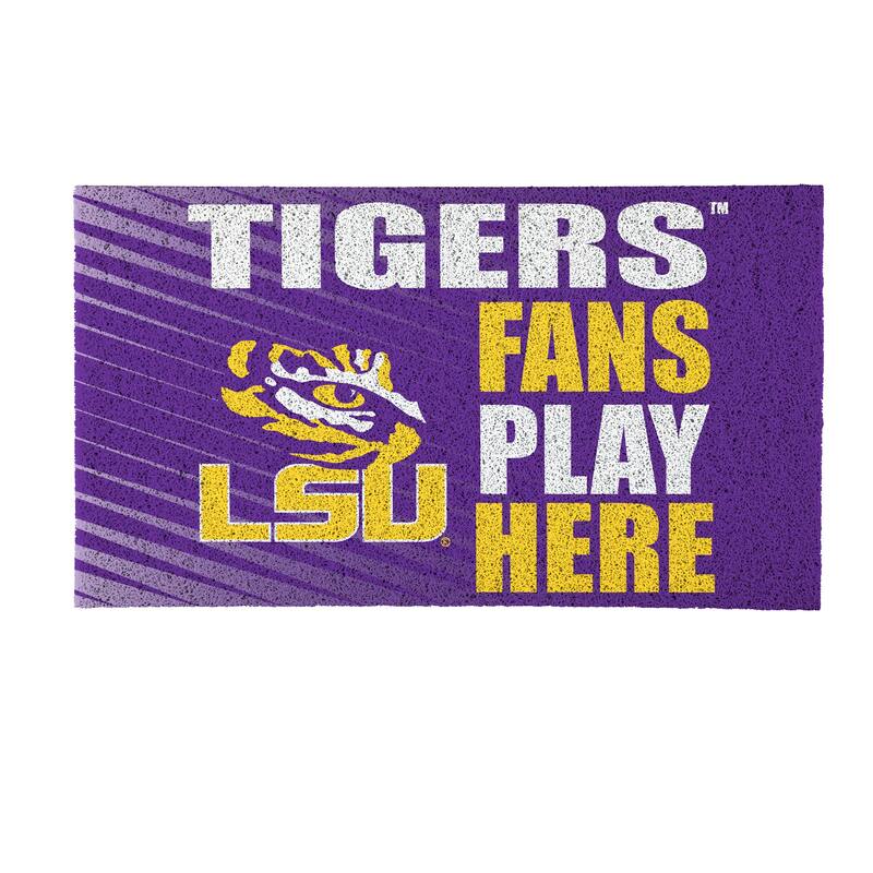 28 in. x 16 in. Louisiana State University "Fans Play Here" PVC Door Mat