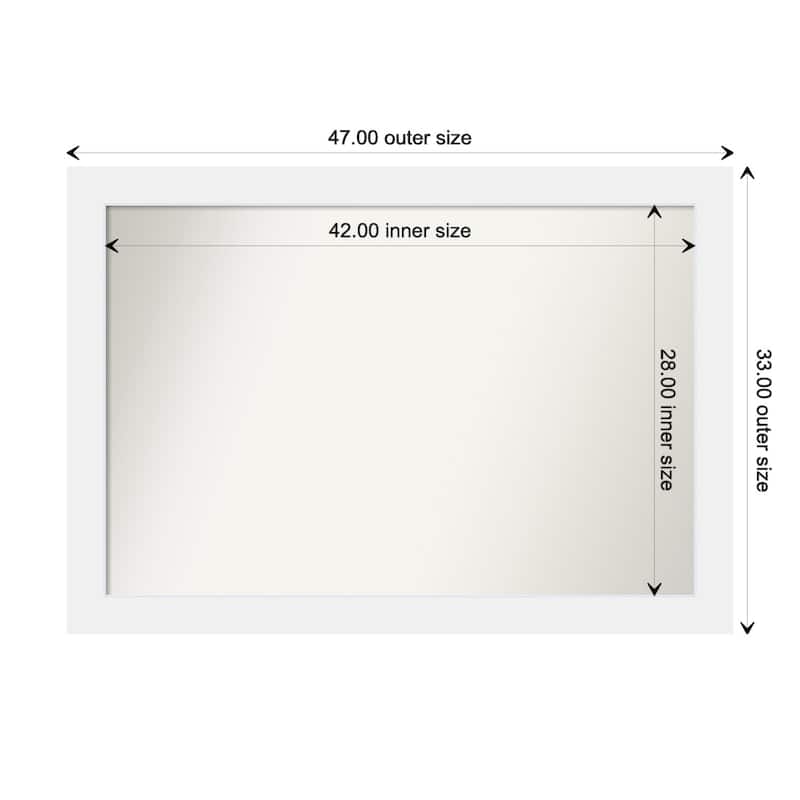Corvino White Framed Non-Beveled Custom Wall Mirror, Bathroom Vanity Mirror - Outer Size: 47 x 33