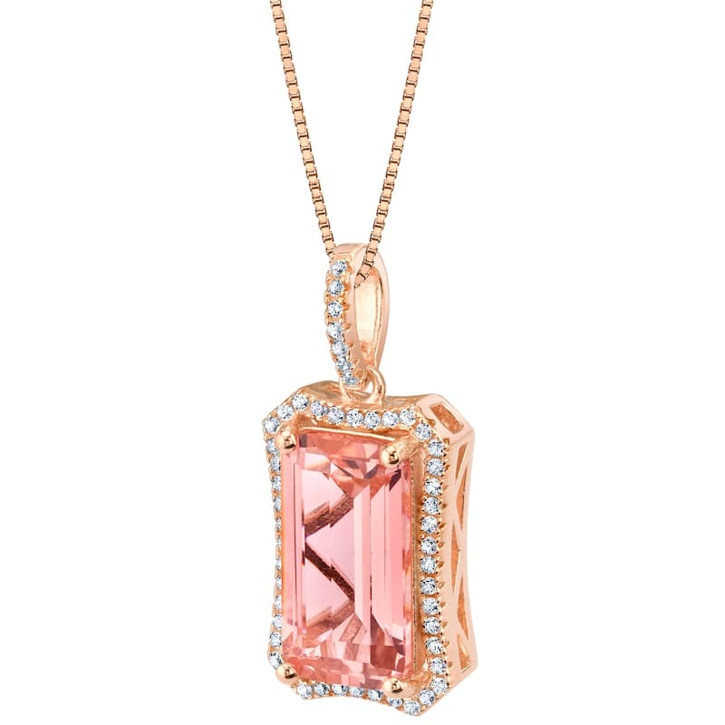 5 ct Morganite Pendant in Rose-tone Sterling Silver