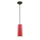preview thumbnail 1 of 0, Access Lighting Glass`n Glass Cylinder - E26 LED Rod Pendant - Clear and Red Glass Shade Red