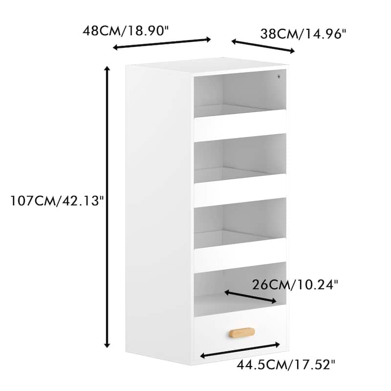 4-Tier Freestanding Bookshelf with 3 Sliding Drawers & 1 Bottom Storage Compartment – Versatile Organizer for Home or Office‌