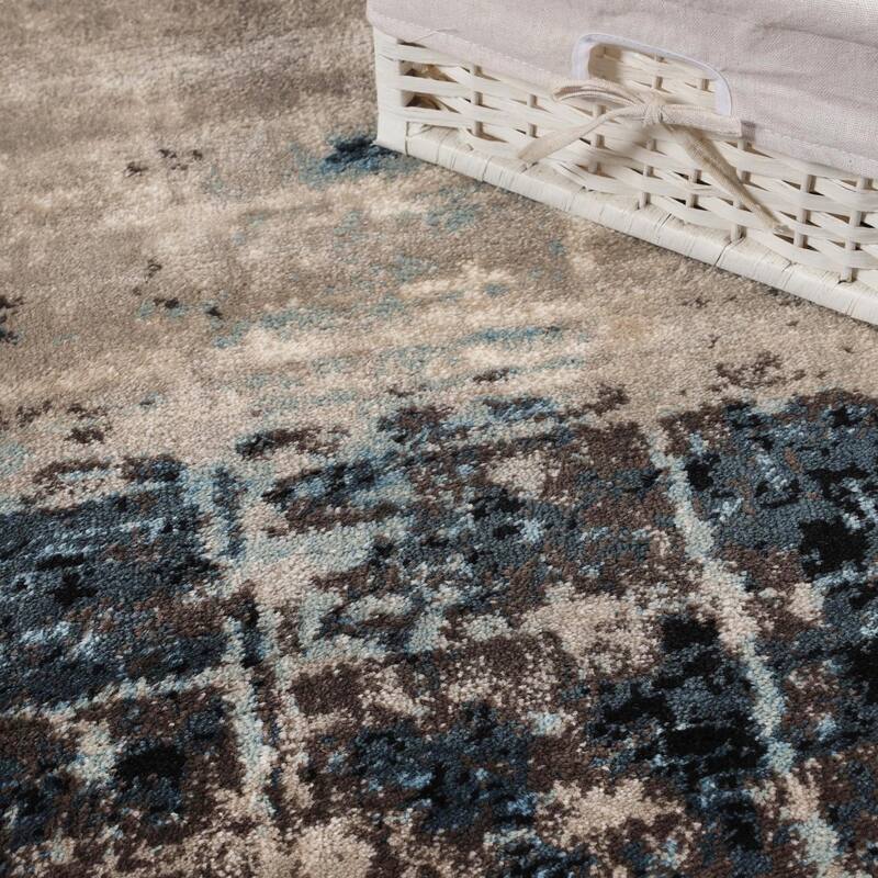 Distressed Abstract Lines Indoor Runner or Area Rug by Superior