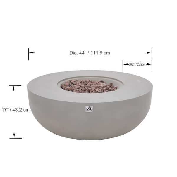 dimension image slide 0 of 4, Eclipse 44" Round Outdoor Fire Pit Table by AMS Fireplace