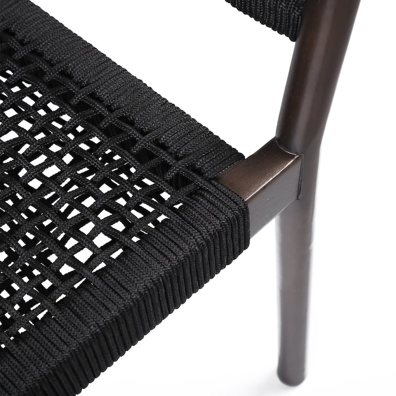 Doris Indoor Outdoor Dining Chair in Eucalytpus Wood with Rope - Set of 2