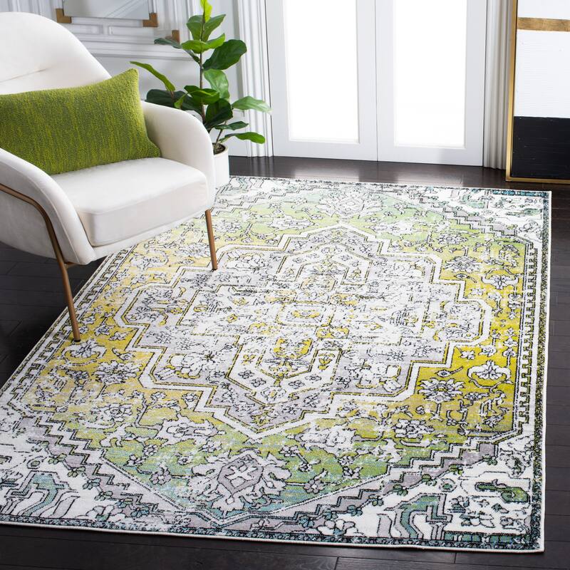 SAFAVIEH Skyler Rillie Boho Medallion Watercolor Rug - 4' x 6' - Green/Ivory