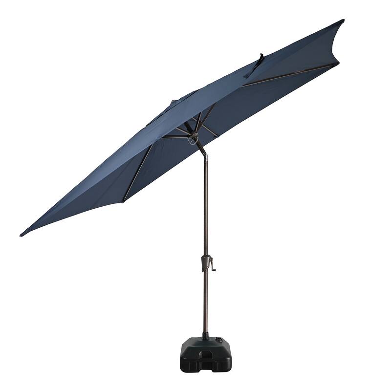10’ x 6.5’ Tilt and Crank Rectangular Patio Umbrella with Base Stand