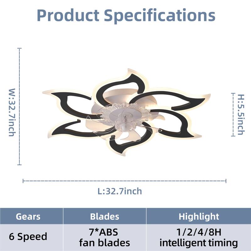 32.6" Ceiling Fan with Lights, Remote Control 3 Color Temperatures