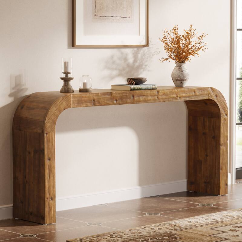 Solid Wood Console Table, 70.87-Inch Farmhouse Sofa Table