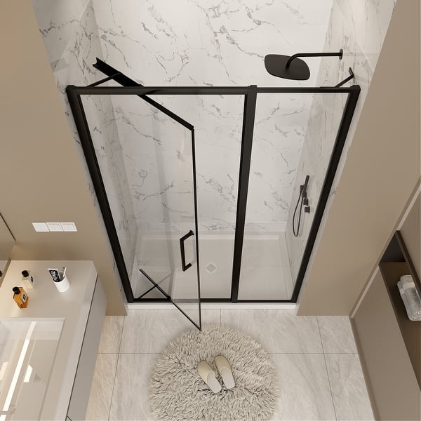 AquivaCoast Frameless Pivot Shower Door, 32"- 33.6" W X 72" H, Hinged