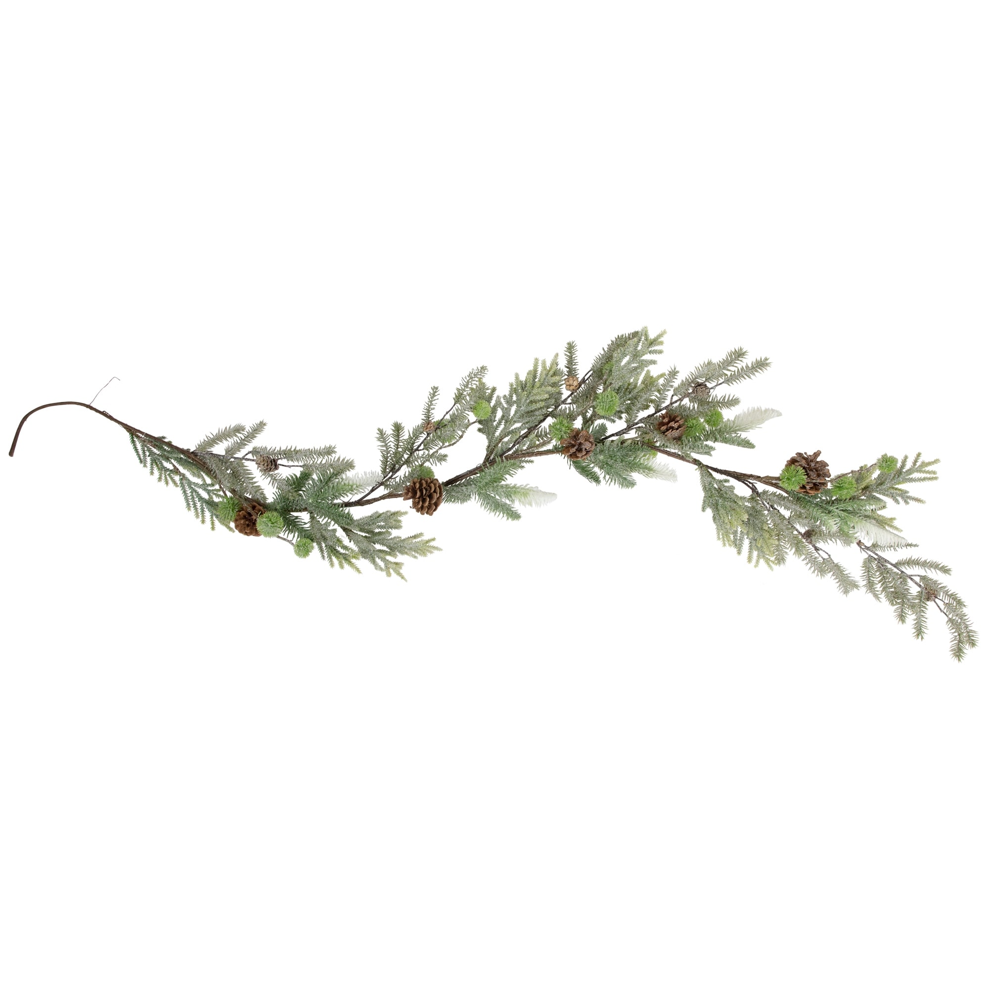 5' x 8" Artificial Christmas Garland with with Frosted Foliage and Pine Cones Unlit