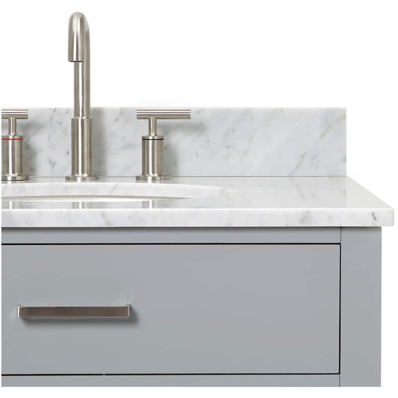 Ariel H043SRCW2OVO Bristol 42" Thick Carrara Marble Vanity Top