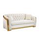 Metal Legs Solid + Manufactured Wood White Button Tufted Velvet 3 Seater Sofa, Pocket Spring And Foam