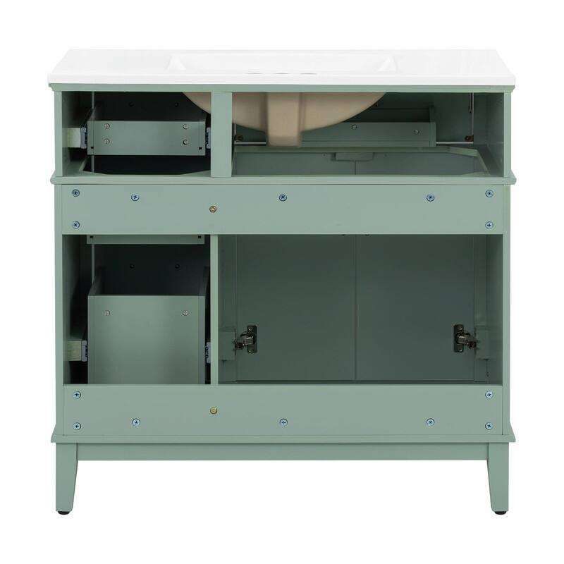 36" Modern Bathroom Vanity with Ceramic Sink, Soft-Close Door and 4 Storage Drawers