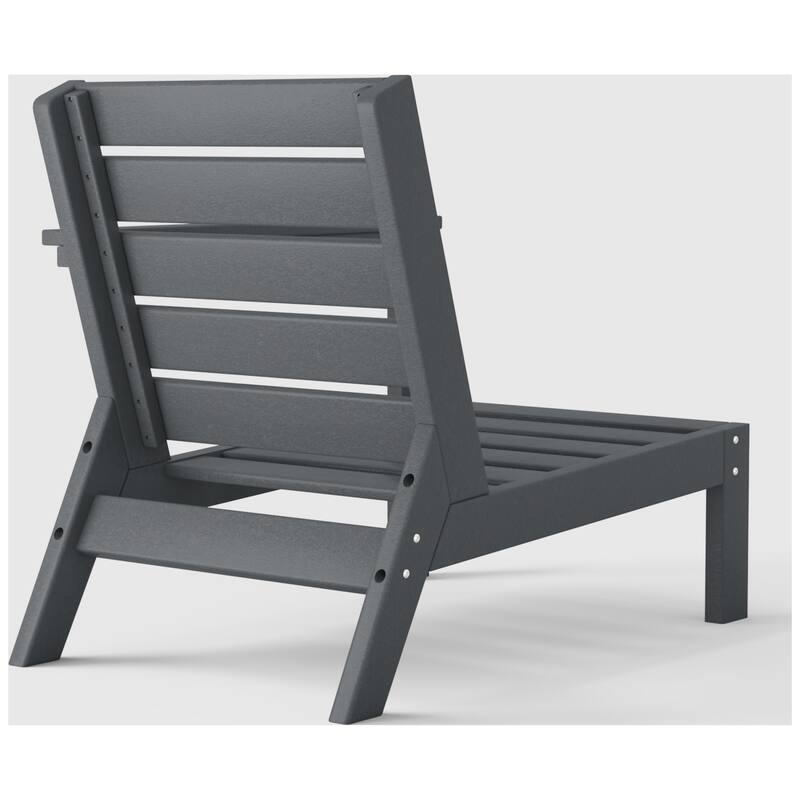 Birchwood All Weather HDPE Outdoor Patio Deep Seating Gray Right Arm Facing Chair With Cushions (1-Piece)