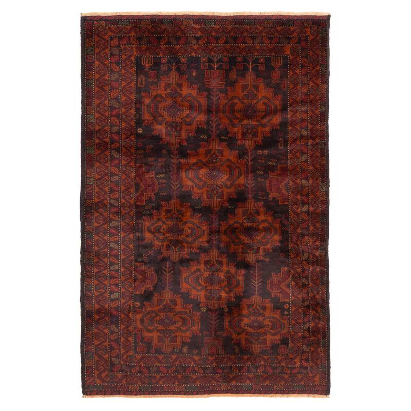 ECARPETGALLERY Hand-knotted Teimani Black, Rust Wool Rug - 4'1 x 6'4