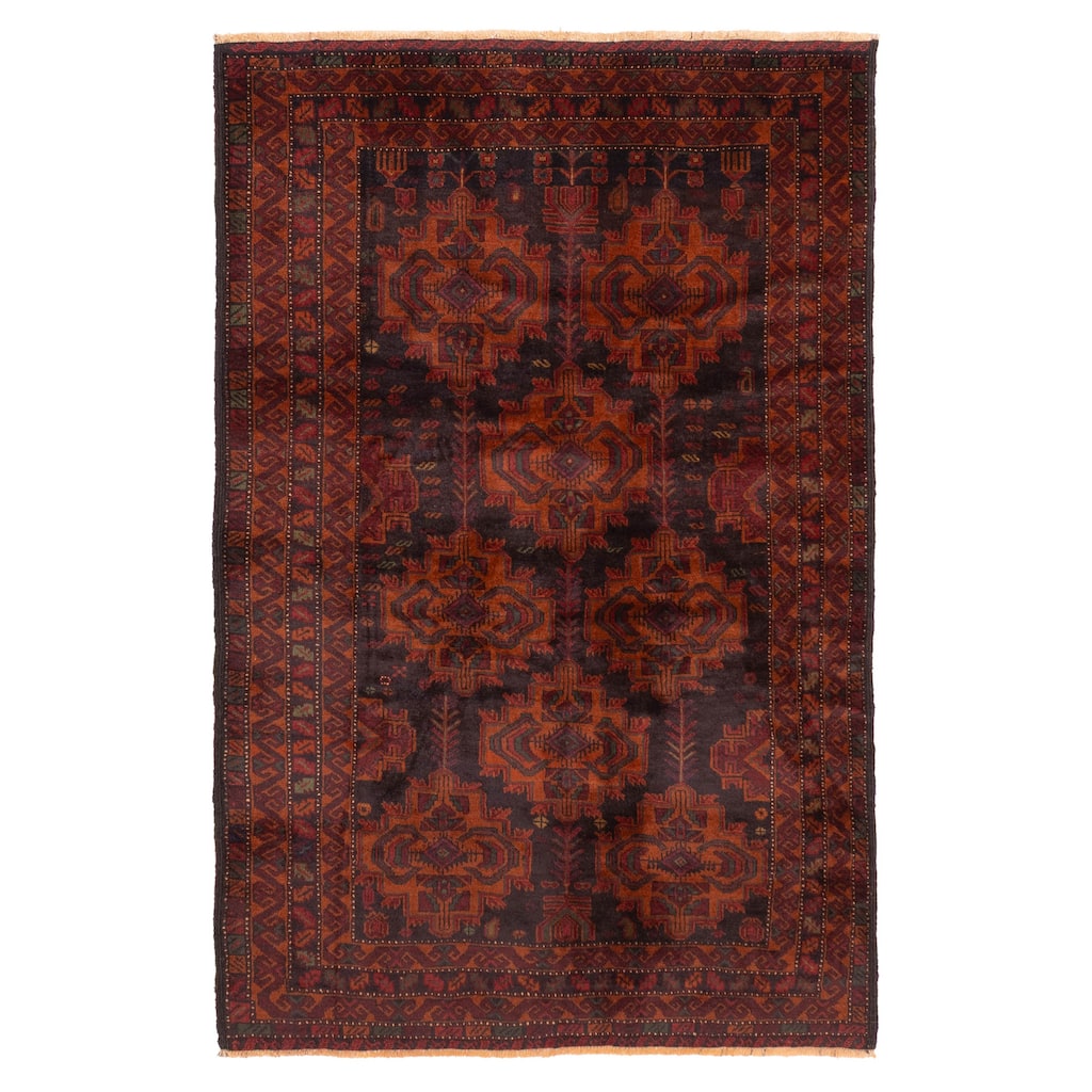 ECARPETGALLERY Hand-knotted Teimani Black, Rust Wool Rug - 4'1 x 6'4